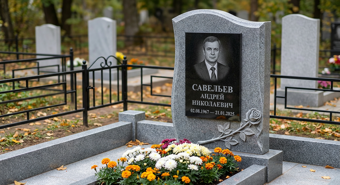 Пример дизайна: Мемориал с розой на стеле из мансуровского гранита