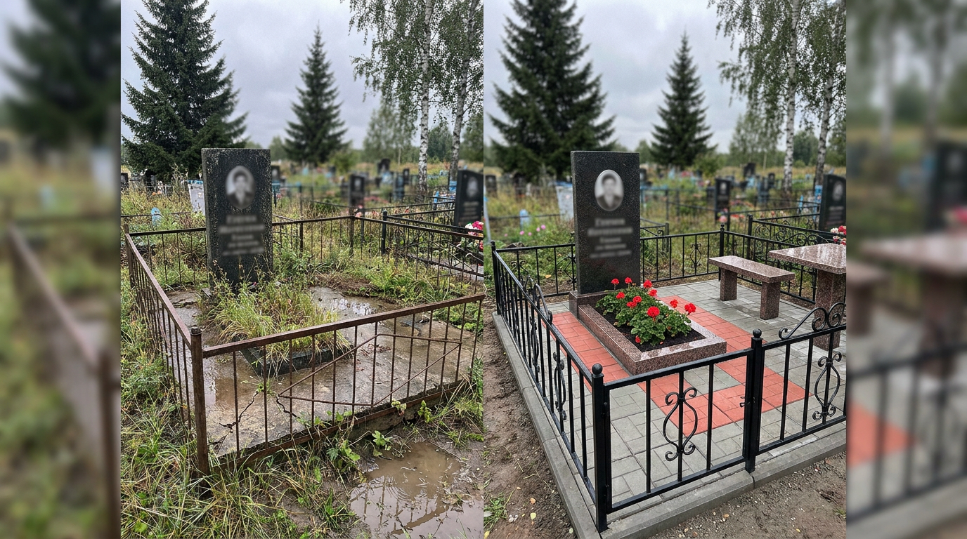 Благоустройство могилы в Екатеринбурге — пример 2